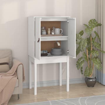 vidaXL buffetkast 60x40x120 cm massief grenenhout wit, Verzenden, 100 tot 150 cm, Nieuw, 50 tot 100 cm