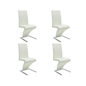 vidaXL Eetkamerstoelen 4 st kunstleer wit, Verzenden, Nieuw, Wit