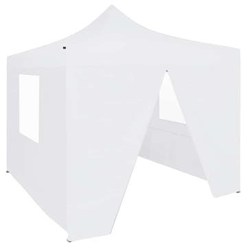 vidaXL Partytent met 4 zijwanden inklapbaar 3x3 m staal wit, Tuin en Terras, Partytenten, Verzenden, Nieuw, Partytent