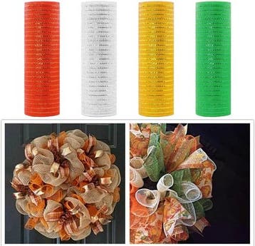 Decomesh metallic goudgeel 26 cm rol 9 meter voor kransen en, Ophalen of Verzenden, Nieuw