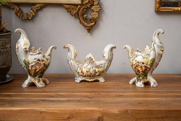 Capodimonte - Vaas - handbeschilderd drieluik voor de haard
