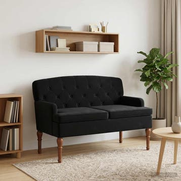 vidaXL Loungebank met knopencomfort Zwart 111 x 65 x 79 cm, Verzenden, Nieuw, Stof, Minder dan 150 cm
