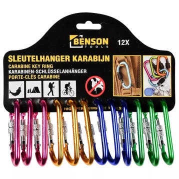 Benson 12-delige sleutelhanger karabijn - D-vormig - alum..., Verzamelen, Sleutelhangers, Ophalen of Verzenden, Nieuw
