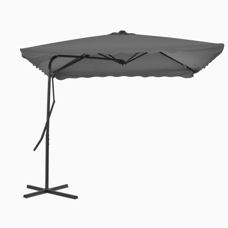 vidaXL Parasol met stalen paal 250x250 cm antraciet, Tuin en Terras, Parasols, Nieuw, 2 tot 3 meter, Verzenden