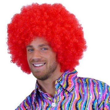 Afro pruik rood, Verzenden, Nieuw, Feestartikel