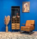 Industriële wijn / drankkast van staal en hout, 15 tot 25 flessen, Nieuw, Ophalen of Verzenden, Metaal