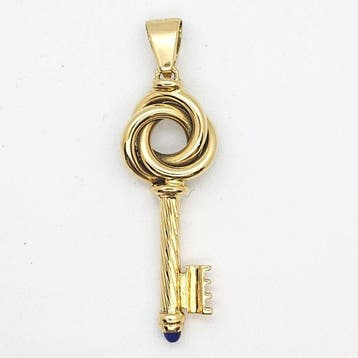 Hanger - 18 karaat Geel goud - 0.10ct. tw. Lapis lazuli