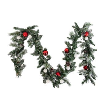 Kerst guirlande wit met rood 270cm incl. LED met timer -, Huis en Inrichting, Lampen | Overige, Verzenden, Nieuw
