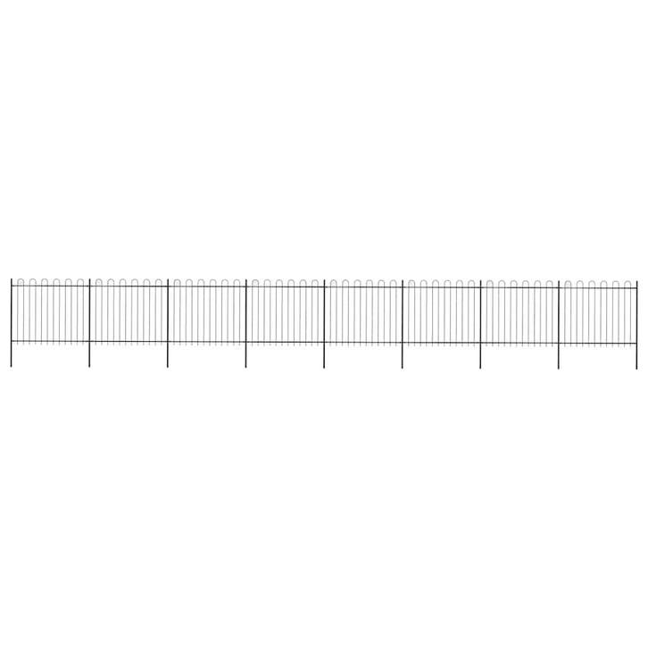 vidaXL Tuinhek met ringtop staal 1426x150 cm zwart, Tuin en Terras, Schuttingen, Nieuw, IJzer, 2 meter of meer, Verzenden
