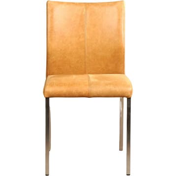 Set van 4 Leren eetkamerstoelen Basic - Vintage Cognac, Huis en Inrichting, Ophalen of Verzenden, Nieuw, Leer, Vijf, Zes of meer stoelen