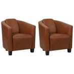 Set van 2 Leren fauteuils Press - Massif Armagnac, Nieuw, Ophalen of Verzenden, 50 tot 75 cm, Leer