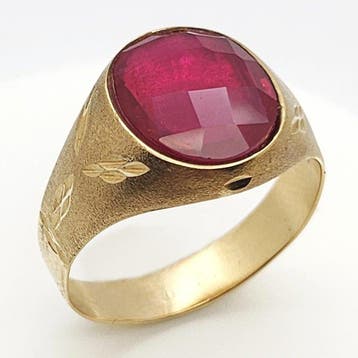 Ring - 9 kt. Geel goud - 3.00ct. tw. Synthetische edelsteen, Nieuw