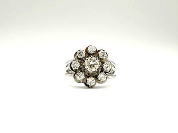 Ring - 18 karaat Witgoud - 1.04ct. tw. Diamant (Natuurlijk), Nieuw