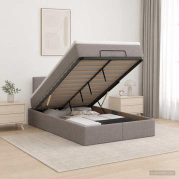 vidaXL Ottoman bed met matras met hoofdeinde Taupe 120 x 200, Verzenden, Nieuw, Twijfelaar