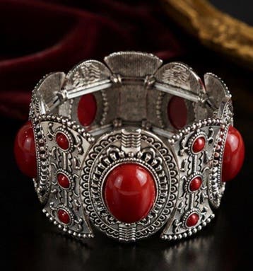 Vintage verzilverd koraal manchetarmband - Armband