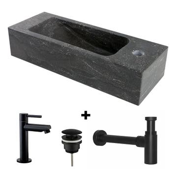 Fontein hardsteen Saniflex Slim rechts Black edition, Verzenden, Nieuw