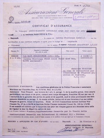 Themacollectie - 1968 Certificaat van scheepsverzekering -