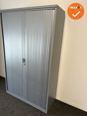 TDS Roldeurkast - 196x120x45cm - Zilvergrijs met kunststo..., Werkplek, Ophalen of Verzenden, Gebruikt, Kast