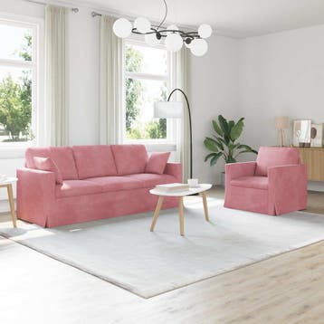vidaXL Bankstel 2 pcs Roze 198 x 78 x 80 cm Fluweel, Huis en Inrichting, Banken | Bankstellen, Verzenden, Nieuw, Stof, Minder dan 150 cm