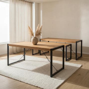 Rechthoekige eettafel Boaz mangohout naturel 140 cm |, Ophalen of Verzenden, Nieuw