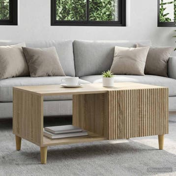 vidaXL Salontafel Sonoma Eiken 90 x 50 x 40 cm Bewerkt hout, Verzenden, Nieuw, 50 tot 100 cm, Rechthoekig