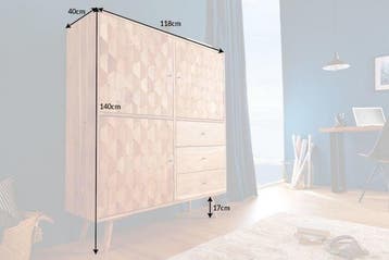 Massief houten dressoir MYSTIC LIVING 140cm natuurlijk, Ophalen of Verzenden, Nieuw