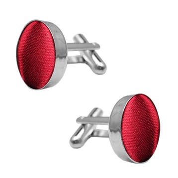Fako Bijoux - Manchetknopen - Staal & Zijde - Ø 16mm - Rood, Verzenden, Nieuw