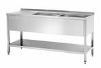 RVS Spoelbak 160 x 70 cm | 2 spoelbakken | OUTLET model, Ophalen of Verzenden, Nieuw in verpakking, RVS Meubilair