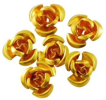 25 x Aluminium roosjes 12 x 7mm gat: 1mm goud (Kralen), Ophalen of Verzenden, Nieuw, Kraal
