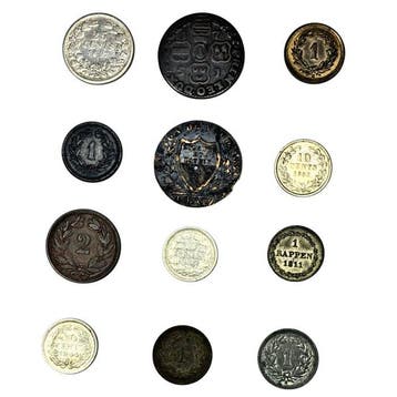 12 old coins Switzreland, The Netherland & Principauté de