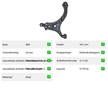 Draagarm Vooras links Buiten Onder Kia Grand Carnival, Verzenden, Nieuw, Kia