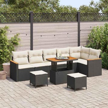 vidaXL Tuin Sofa Set met kussen met opslag Zwart Poly riet, Tuin en Terras, Tuinsets en Loungesets, Verzenden, Nieuw, Rotan, Meer dan 8 zitplaatsen