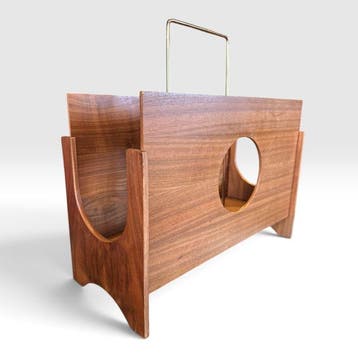 Tijdschriftenhouder - Teak, Metaal - teakhout