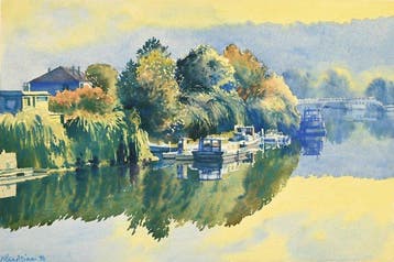 Alain Azemar (1953-1998) - La Seine à Bougival, le soir