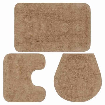 vidaXL Badmattenset stof beige 3-delig, Verzenden, Nieuw, Beige