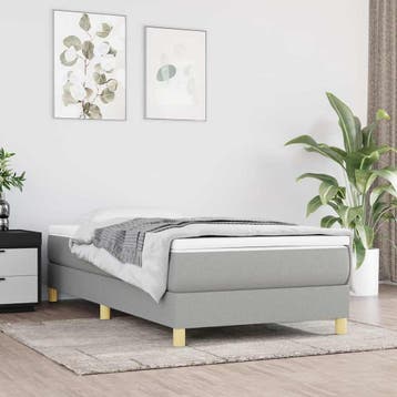 vidaXL Boxspring bed 100x200 cm stof lichtgrijs, 100 cm, Eenpersoons, Verzenden, Nieuw