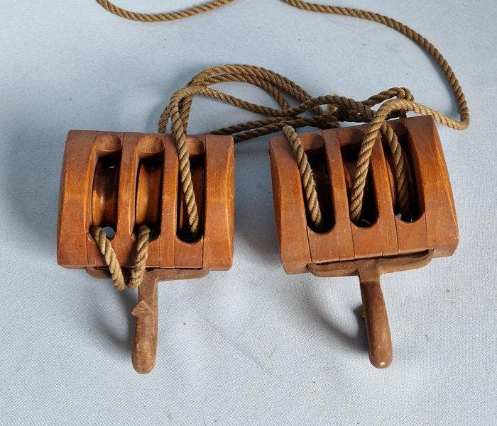 Katrollen (2) - Hout, IJzer, Antiek en Kunst, Curiosa en Brocante