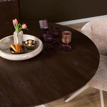 Ronde eettafel Madison Bruin Poot Zand Mangohout 110 cm |, Ophalen of Verzenden, Nieuw
