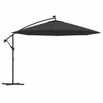 vidaXL Zweefparasol met LED-verlichting 350 cm zwart, Verzenden, Nieuw, 3 tot 4 meter, Zweefparasol