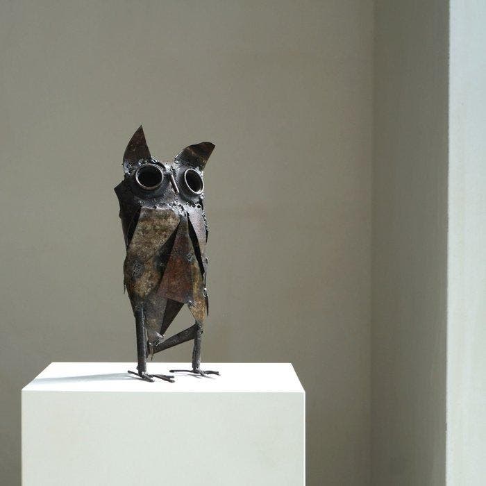 sculptuur, Owl sculpture - 27 cm - Metaal, Antiek en Kunst, Kunst | Designobjecten