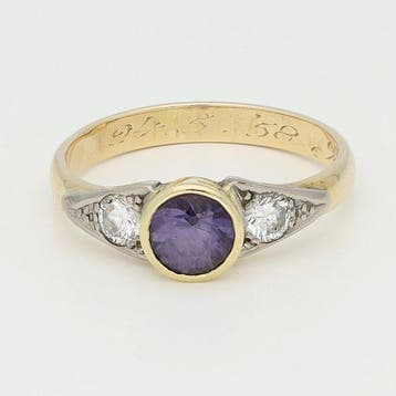 Ring - 14 karaat Geel goud, Witgoud Spinel - Diamant, Nieuw