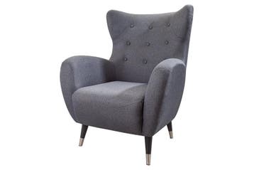 Fauteuil DON antraciet met zilveren accenten, plat geweven, Ophalen of Verzenden, Nieuw