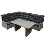 Ibiza hoek dining loungeset 7-delig verstelbaar grijs, Tuin en Terras, Tuinsets en Loungesets, Ophalen of Verzenden, Nieuw, Wicker