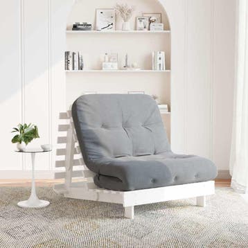 vidaXL Futon slaapbank met matras 80x206x11 cm massief, Verzenden, Nieuw, Wit