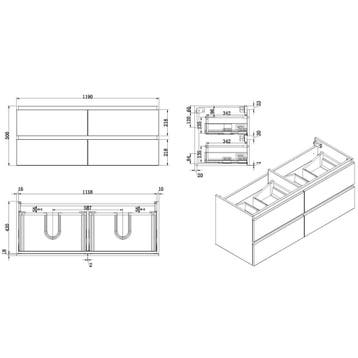 Wiesbaden Vision onderkast dubbel+4 laden 120x46 hoogglans, Ophalen of Verzenden, Nieuw