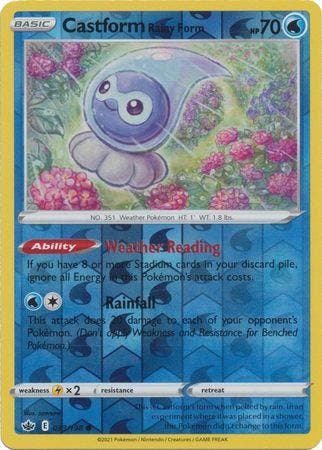 Castform Rainy Form 033/198 reverse holo Chilling Reign, Ophalen of Verzenden, Nieuw, Losse kaart, Foil