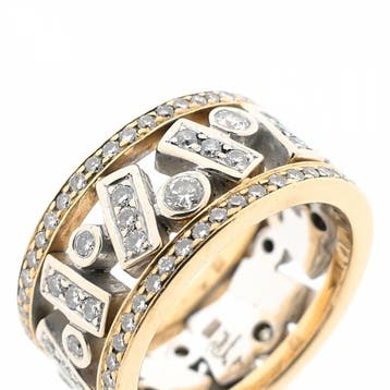 Bicolor gouden ring met diamanten; Ca. 1,15 ct., Gebruikt, Ophalen of Verzenden, Kleiner dan 17, Met edelsteen