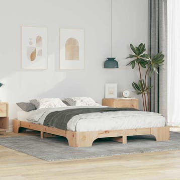 vidaXL Bedframe Bruin 140 x 220 cm Massief grenenhout, Verzenden, Nieuw, Bruin, Hout