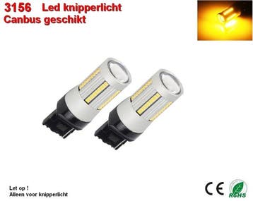 2x 3156 CANBUS Knipperlicht Oranje 66smd 10-30v, Verzenden, Nieuw