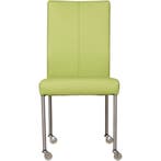 Leren eetkamerstoel Comfort met wieltjes - Hermes Lime, Huis en Inrichting, Ophalen of Verzenden, Nieuw, Leer, Modern